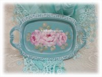 Shabby Romantic Ring Tray with Hand Painted Roses