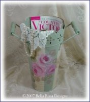 French Florist Can-Shabby Chic,Cottage,Decor,Hand Painted,Art,Hand Painted Roses,Victorian,Romantic,Vintage,Pink Roses,
